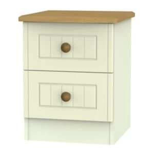 Warwick Cream Matt Oak effect 2 Drawer Bedside chest (H)505mm (W)395mm (D)415mm