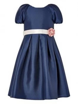 Monsoon Girls S.E.W. Puff Sleeve Duchess Twill Dress - Navy, Size 10 Years, Women