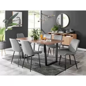 Furniture Box Kylo Brown Wood Effect Dining Table and 6 Grey Pesaro Black Leg Chairs