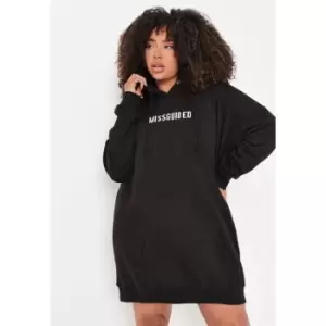 Missguided Plus Embroidered Missguided Hoodie Dress - Black