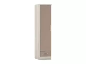 Seconique Nevada Oyster Gloss and Oak 1 Door 1 Drawer Wardrobe