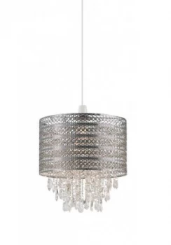 Ceiling Pendant Light Chrome, Clear Glass Drops, E27