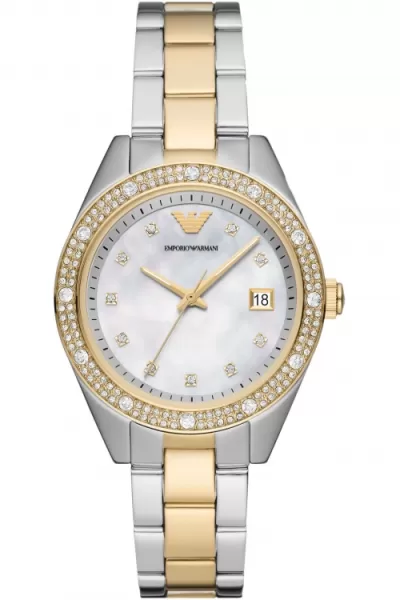 Emporio Armani AR11520 Womens Mother-of-Pearl Dial Two- Watch