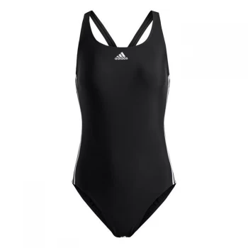 adidas Womens Fit 3-Stripes Swimsuit - Black / White