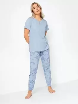 M&Co Star In Stars Cuffed Pj Set, Blue, Size 22-24, Women