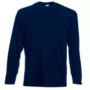 Fruit Of The Loom Mens Valueweight Crew Neck Long Sleeve T-Shirt (XL) (Deep Navy)