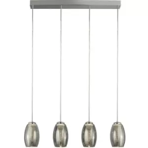 Searchlight Lighting - Searchlight Cyclone 4 Light Bar Pendant, Smoked Glass 3000K