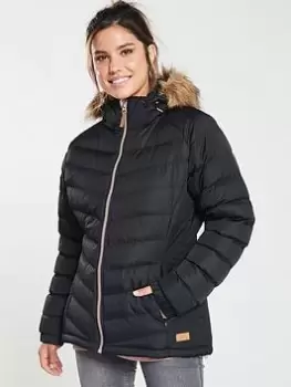 Trespass Nadina Fur Trim Parka - Black, Size Xxl, Women