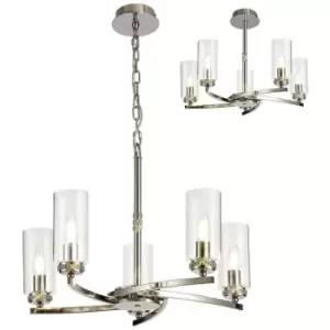 Ceiling Pendant, Semi Ceiling, 5 x E14, Polished Nickel - Luminosa Lighting