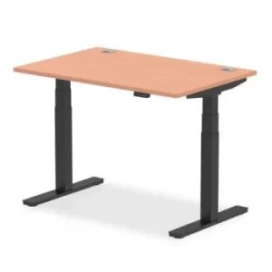 Air 1200 x 800mm Height Adjustable Desk Beech Top Cable Ports Black Leg