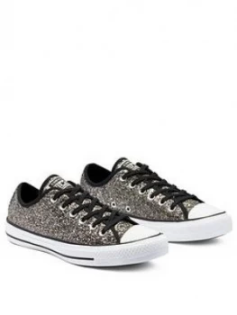 Converse Chuck Taylor Womens All Star Glitter Ox - Black, Size 4, Women