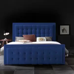 Swain Upholstered Beds - Plush Velvet, Single Size Frame, Blue - Blue