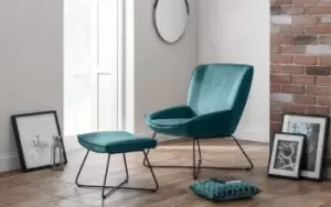 Julian Bowen Mila Teal Velvet Accent Chair And Stool