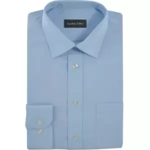 Double Two - Mens 15.5" Long Sleeve Blue Poplin Shirt - Blue