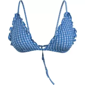 Tommy Bodywear Gingham Frilled Triangle Bikini Top - Blue