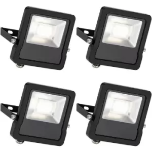 4 PACK Outdoor IP65 LED Floodlight - 20W Cool White LED - Angled Wall Bracket