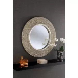 Yearn Mirrors Yearn Industrial Style Beaded Round Mirror Silver