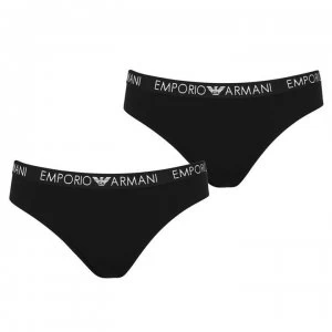 Emporio Armani 2 Pack Thongs Black Size L Women