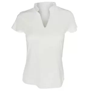 Kustom Kit Ladies Corporate Short Sleeve V-Neck Mandarin Collar Top (16-18) (White)