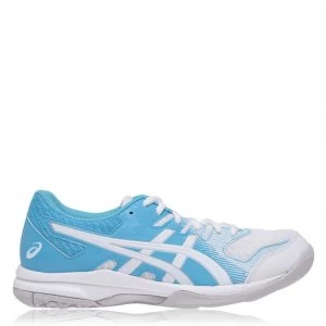 Asics Gel Rocket Badminton Trainers Ladies - White/Aqua