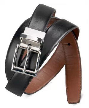 Polo Ralph Lauren Mens Smooth Leather Reversible Belt - Black/Saddle - XL/W38