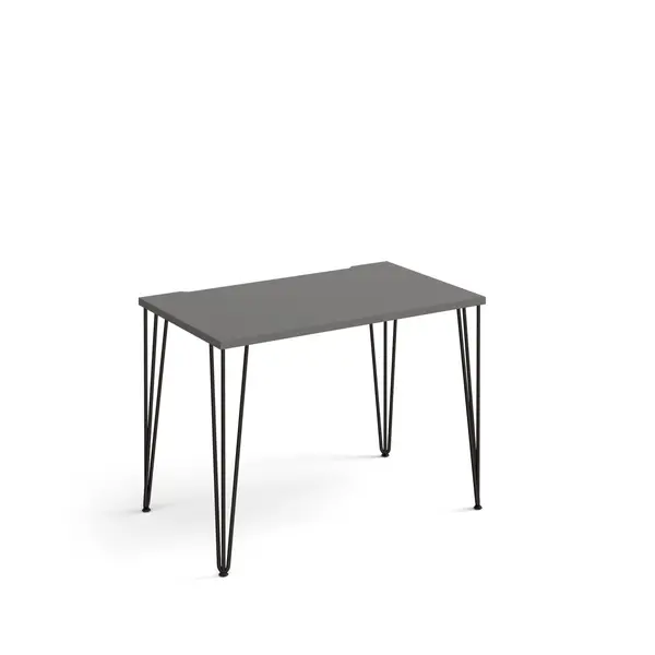 Tikal Straight Grey Desk with Black Hairpin Legs - 1000mm x 600mm