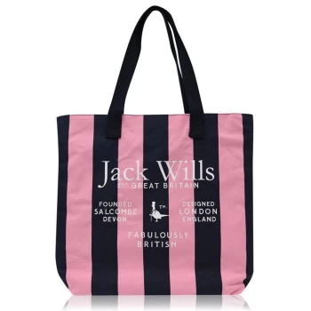 Jack Wills Eastleigh Canvas Tote Bag - Pink Navy Strip