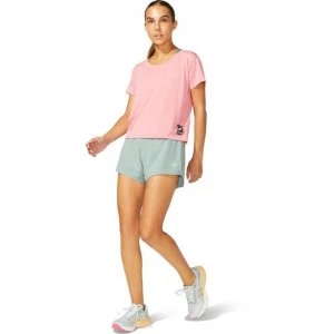 Asics Sakura Cropped Running T-Shirt - Peach Petal