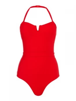 French Connection Ottoman bandeau swimsuit Red