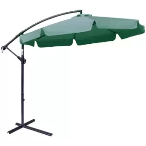 Outsunny 2.7M Garden Cantilever Banana Parasol Sun Shade With Crank - Green