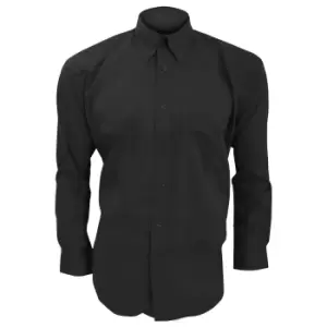 Kustom Kit Mens Long Sleeve Corporate Oxford Shirt (15.5inch) (Black)