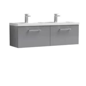 Nuie Arno 1200mm Wall Hung 2 Drawer Vanity & Double Polymarble Basin Cloud Grey