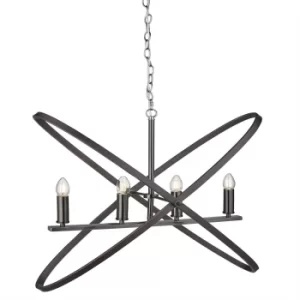 Hoopla 4 Light Pendant Pewter, Black, E14