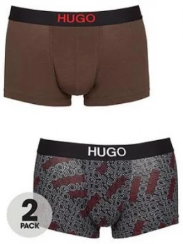 Hugo Boss 2 Pack Mixed Print Logo Trunks Black Size L Men