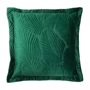 Palmeria Quilted Velvet Cushion Emerald, Emerald / 60 x 60cm / Polyester Filled