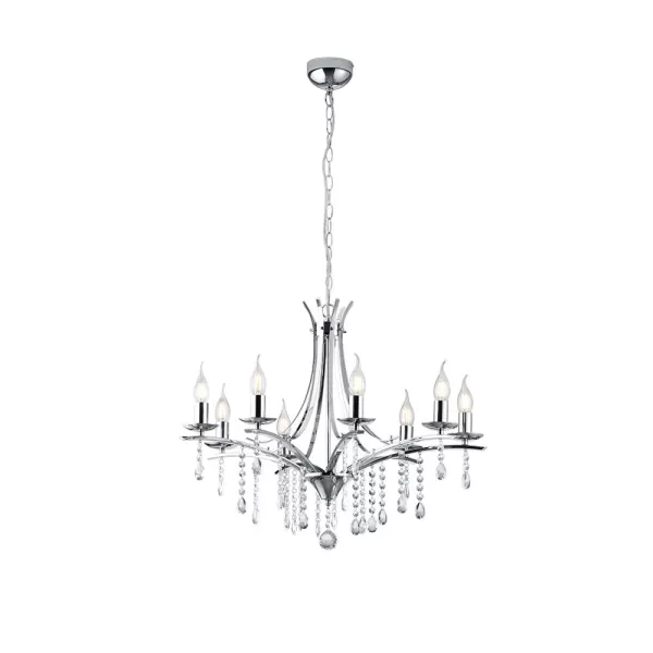 Lucerna Modern 8 Light Multi Arm Pendant Ceiling Light Chrome