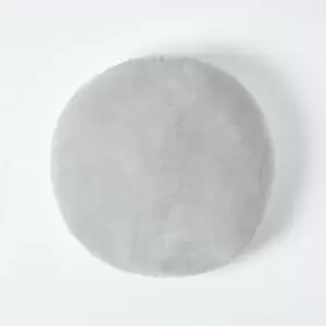 Light Grey Velvet Cushion, 40cm Round - Grey - Homescapes