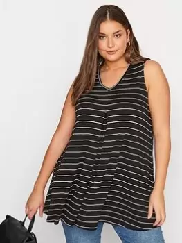 Yours Stripe Pleat Vest - Black, Size 26-28, Women