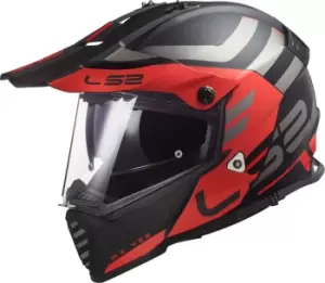 LS2 MX436 Pioneer Evo Adventurer Motocross Helmet, black-red, Size S, black-red, Size S