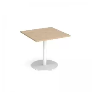 Monza square dining table with flat round white base 800mm - kendal