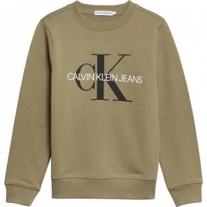 Calvin Klein Junior Boys Monogram Crew Neck Sweatshirt - Olive M0G