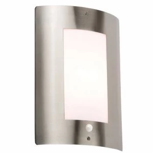 KnightsBridge 40W IP44 Edison Screw E27 Stainless Steel Outdoor Wall Light with PIR