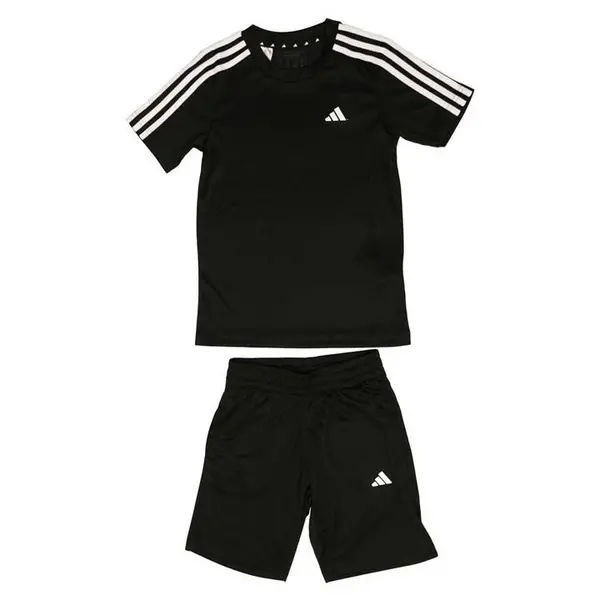 adidas Jersey & Shorts 3 Stripes Essentials Set - Black 11 - 12 Years