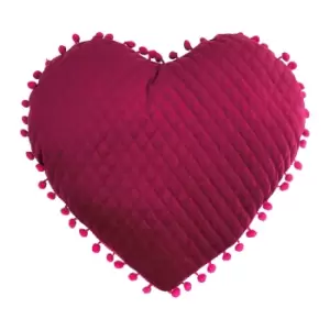 Heart Pom Pom Kids Cushion Hot Pink