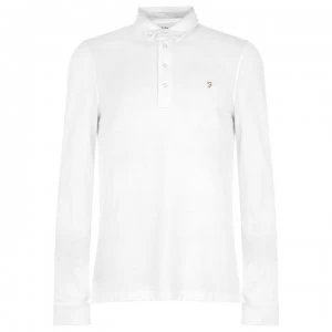 Farah Vintage Ricky Long Sleeve Polo Shirt - White 104