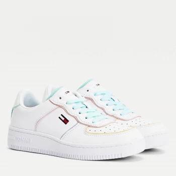 Tommy Jeans Womens Meg Zion Leather Basket Trainers - White/Colour Pop - UK 4