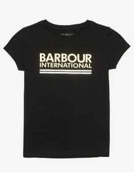 Barbour International Girls Reina Logo T-Shirt - Black, Size Age: 12-13 Years, Women