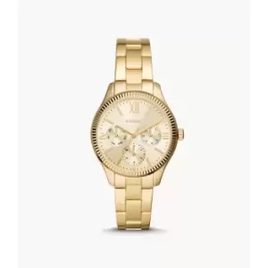 Fossil Womens Rye Multifunction Gold-Tone Stainless Steel Watch - Gold