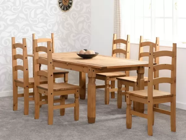 Seconique Corona Pine Extending Dining Table and 6 Chair Set