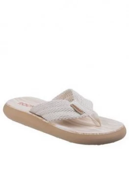 Rocket Dog Sunset Webbing Flip Flop - Cream, Size 7, Women